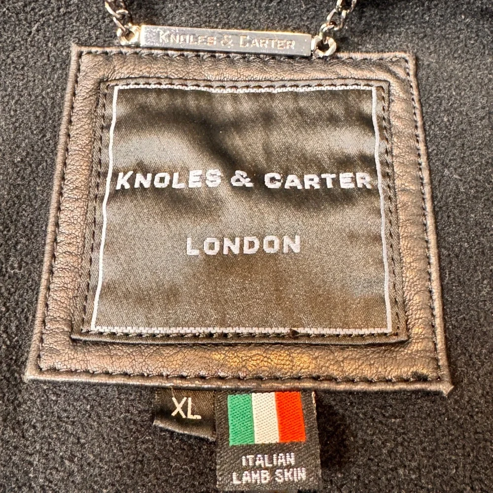 Knoles & Carter‎ Italian Lamb Skin Leather Vest Womens Black Faux Fur Collar XL